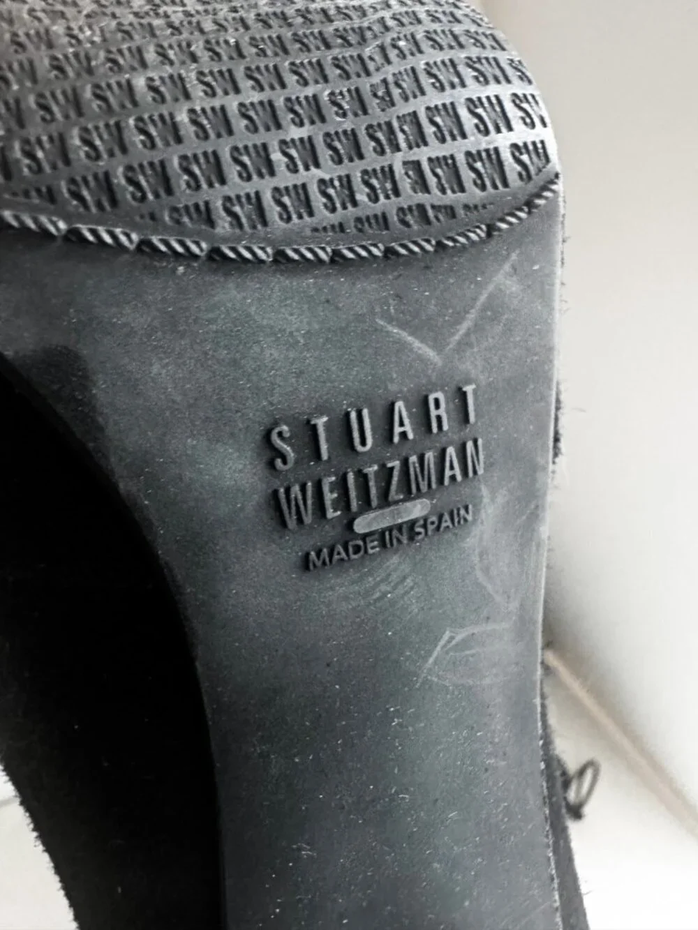 Stuart Weitzman Black Suede Sock Over the Knee Boots